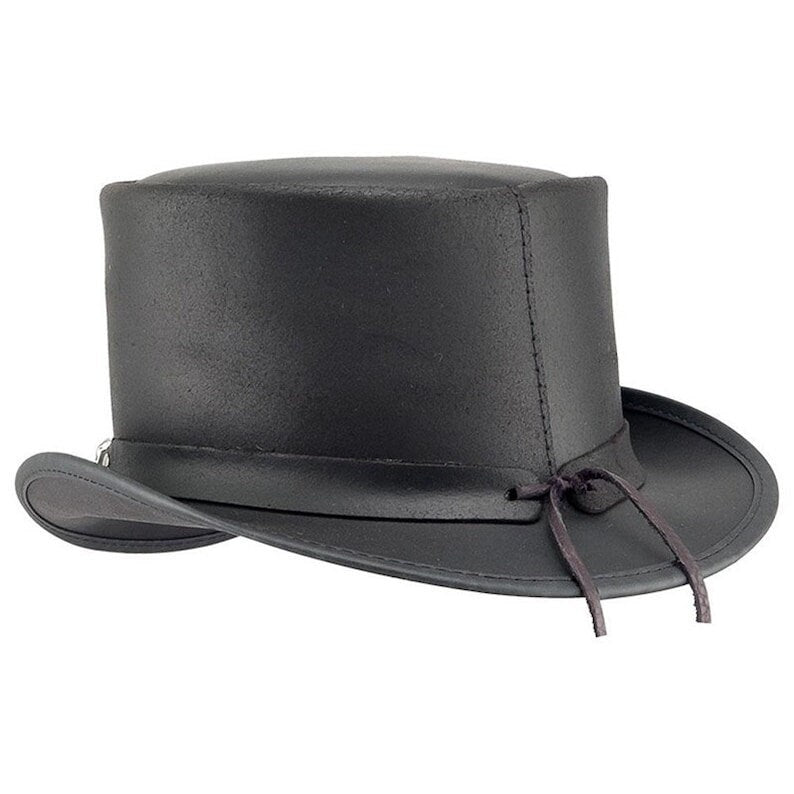 Skulls Chain Band Top Hat Steampunk Hat El Dorado Top Hat Black Steampunk Leather Hat Motorcyclists Hat Biker Hat Voodoo Hatter - LEATHER CHAPTER