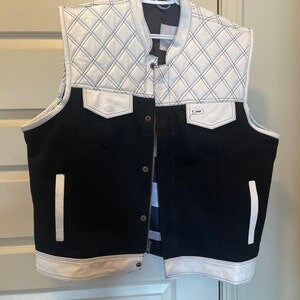Leather Hunt Club Custom Builder Double Diamond Quilted Motorcycle Biker Vest - LEATHER CHAPTER