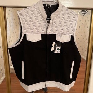 Leather Hunt Club Custom Builder Double Diamond Quilted Motorcycle Biker Vest - LEATHER CHAPTER