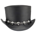 Skulls Chain Band Top Hat Steampunk Hat El Dorado Top Hat Black Steampunk Leather Hat Motorcyclists Hat Biker Hat Voodoo Hatter - LEATHER CHAPTER