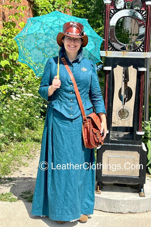 Steampunk Hat El Dorado Top Hat SR2 Band Brown Leather Hat Motorcyclists Hat Biker Hat Gift For Her Gift For Him - LEATHER CHAPTER