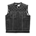 Style Diamond stitched Braided Black Checker Men's Club Motorcycle Concealed Carry Leather Biker Vest, Gift, Biker Gifts for him - LEATHER CHAPTER