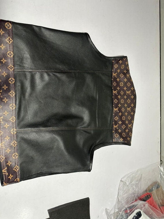 Leather Vest Men's Hunt Club Brown Wax  Black Paisley Leather Build Denim Style Rider Motorcycle Leather Vest Men Vest - LEATHER CHAPTER