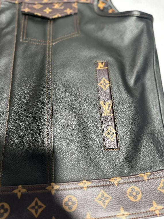 Leather Vest Men's Hunt Club Brown Wax  Black Paisley Leather Build Denim Style Rider Motorcycle Leather Vest Men Vest - LEATHER CHAPTER