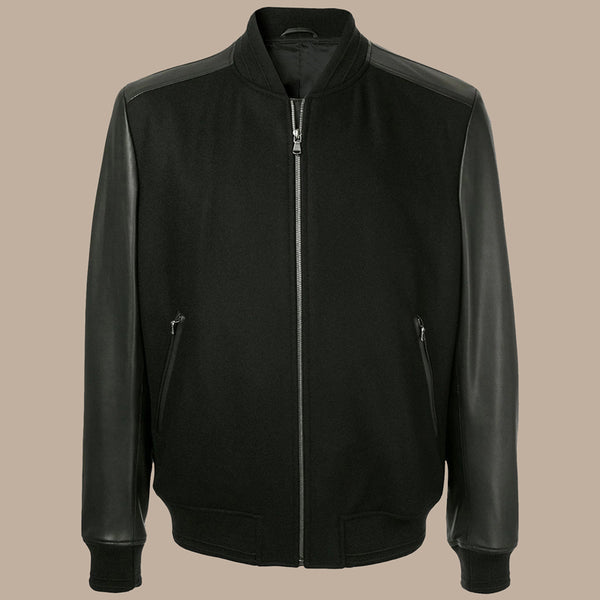 Men's Black College Bomber Jacket