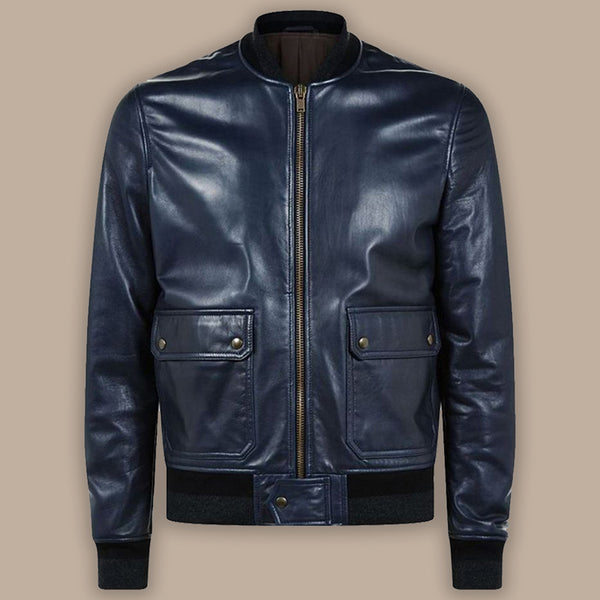 Mens Navy Blue Bomber Jacket
