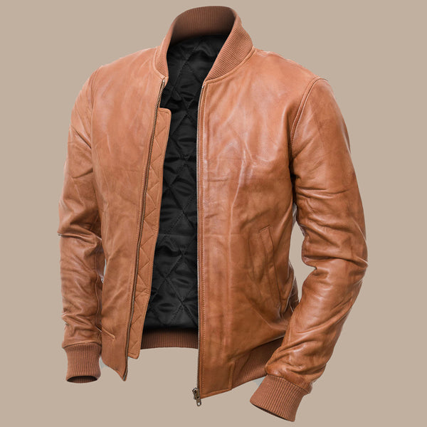 Men's Brown Bomber Leather Jacket