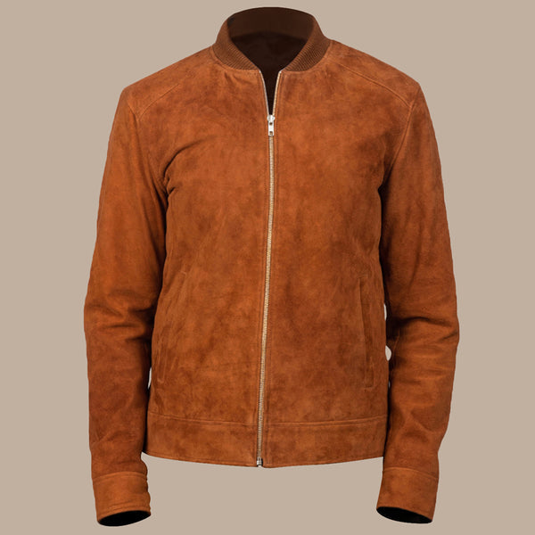Men's Brown Bomber Suede Jacket