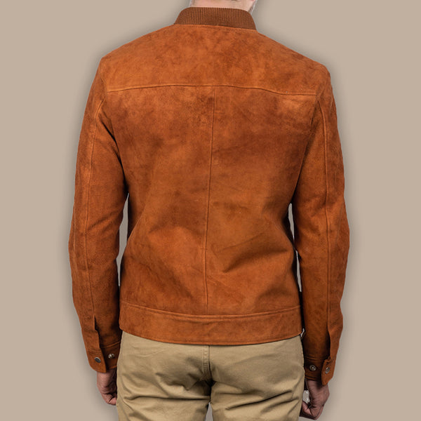 Men's Brown Bomber Suede Jacket