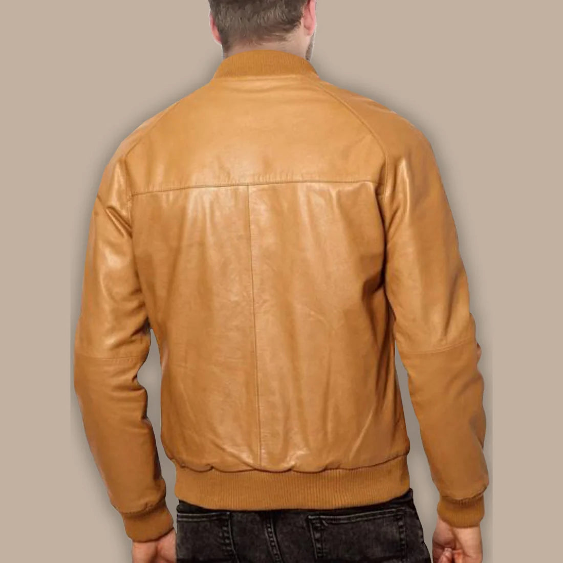 Mens Casual Tan Brown Bomber Jacket