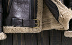 Men’s Sheepskin Brown Shearling Leather Jacket – Vintage Aviator B3 Bomber Jacket with Fur Lining
